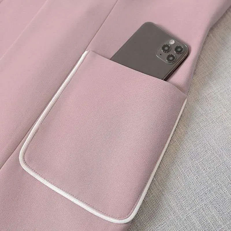 Jacket Vest Autumn Elegant Pink Suit Vests Jacket Women's Black White Stripe Coat Professional Suit Office Ladies Chaleco Mujer