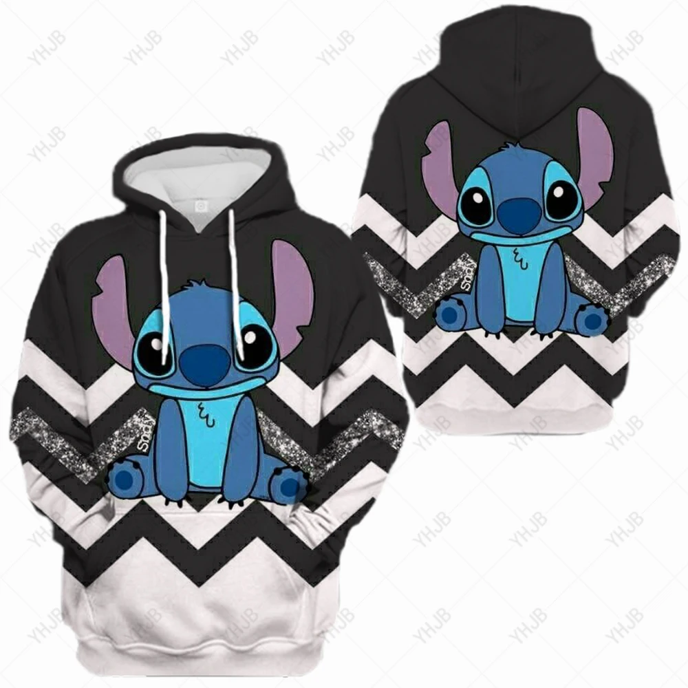 

90s Disney Lilo Stitch Funny Cartoon Winter Hoodies Women Harajuku Cute Stitch Anime Sweatshirt Manga Streetwear Hoody Female