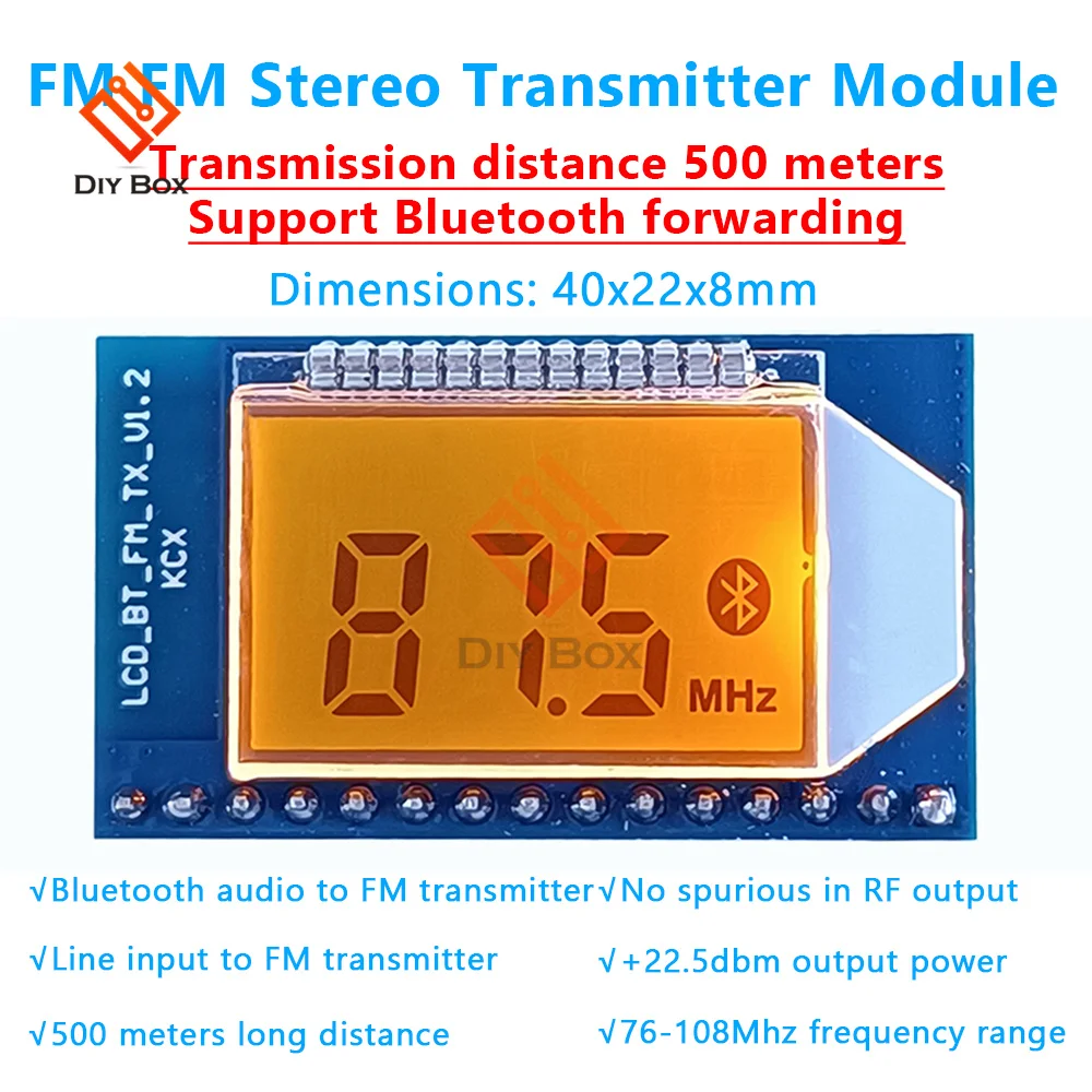 

FM стерео аудио передатчик печатная плата модуль Bluetooth переадресация расстояние 500 м 76-108 МГц FM станция модуль цифрового дисплея