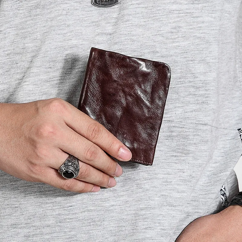 Handmade trend men's women's genuine leather small coin purse fashion vintage soft cowhide luxury thin teen card holder wallets