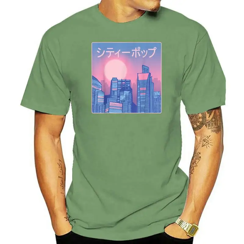 

Винтажные мужские футболки Vaporwave с японским аниме Токийский город 90-х годов, Молодежные топы, рубашка, топы с принтом, обычные классические ф...