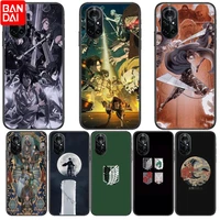 attack on titan clear phone case for huawei honor 20 10 9 8a 7 5t x pro lite 5g black etui coque hoesjes comic fash design