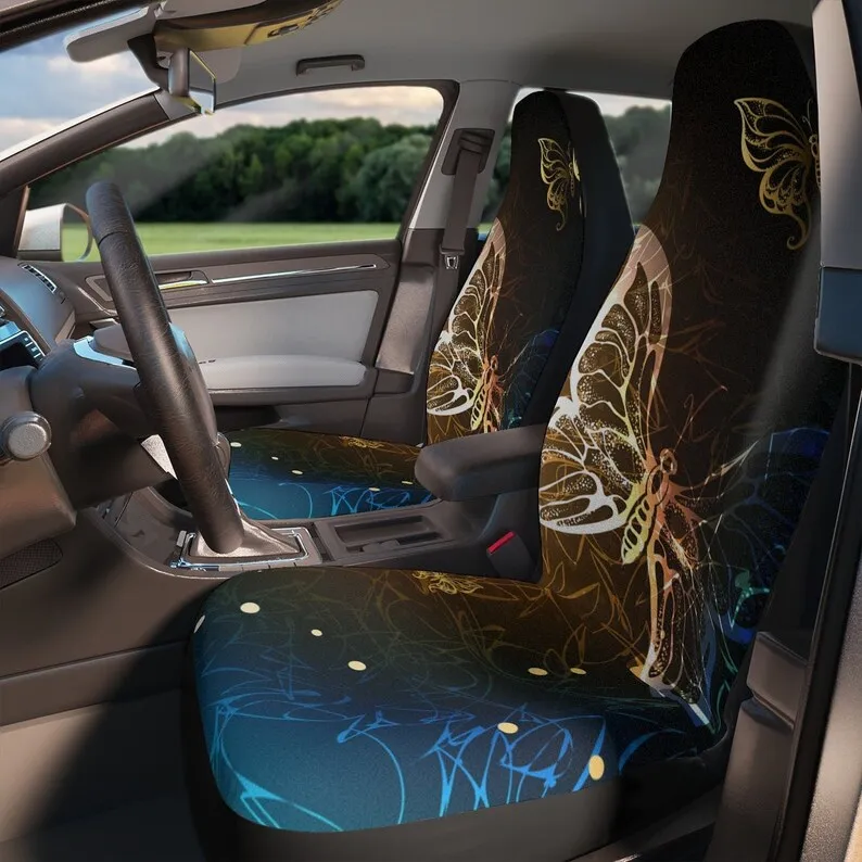 

Car Seat Covers, Celestial Cute Car Accessories for Women, Butterfly Hippie Car Decor, Universal Chair Cover, Boho Moon Vehicle