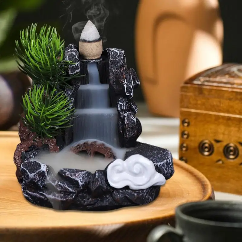

Waterfall Incense Burner Holder Household Waterfall Incense Burner Holder Resin Smoke Waterfall Incense Burner for Aromatherap