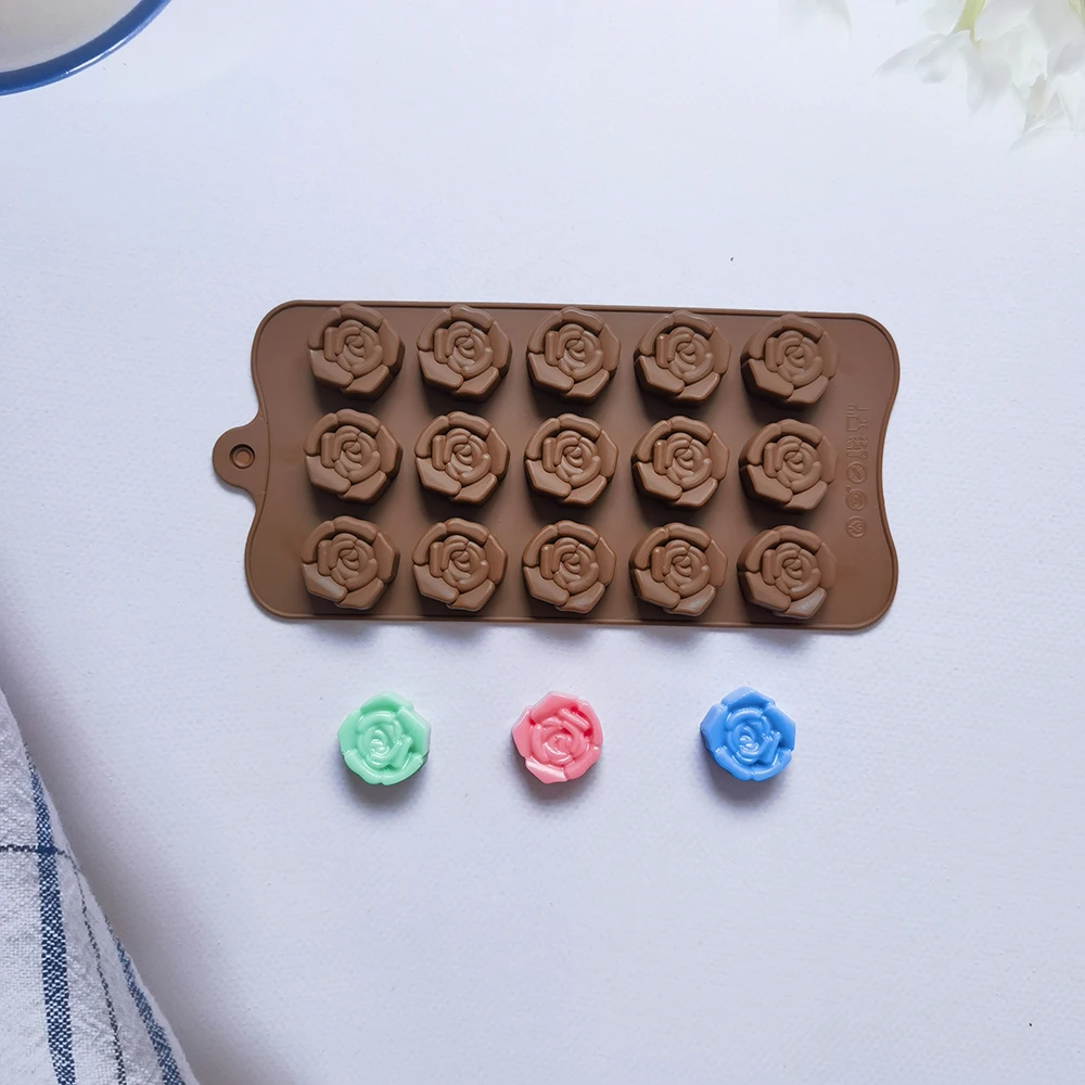 

15 Cavity Silicone Flower Rose Chocolate Cake Soap Mold Ice Trays Baking Mould Cake Decorating Tools