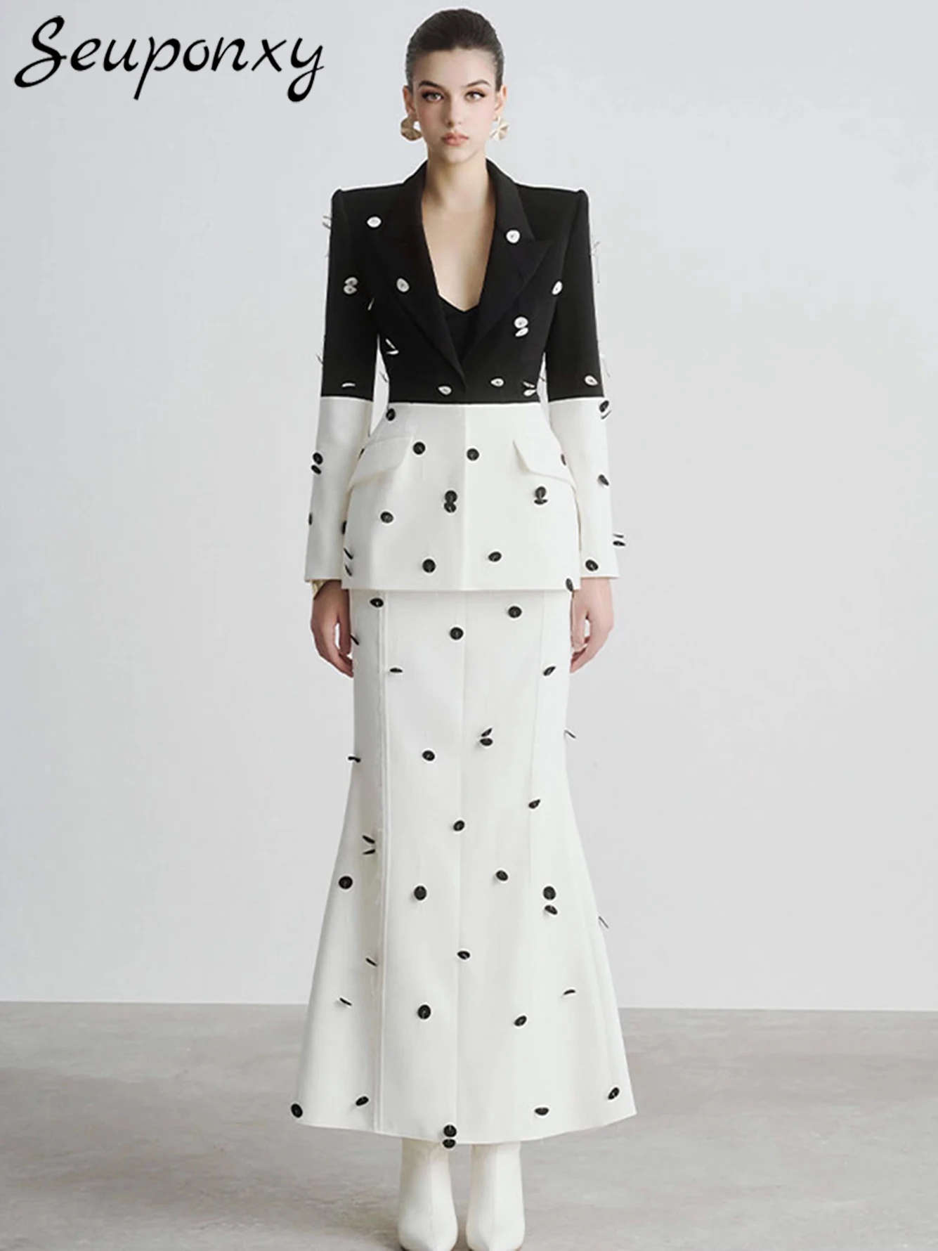 Женский облегающий костюм с блестками высокого качества новинка 2024 пикантный