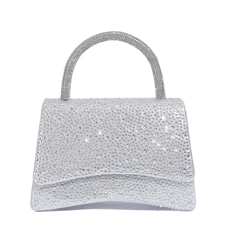 Вечерняя сумка со стразами модный саквояж на плечо с квадратной цепочкой цвет