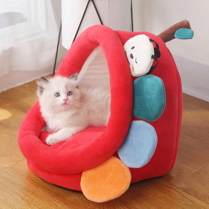 

Cute Cat Bed Tent Warm Indoor Dog House with Mattress Puppy Sleep Kennel Pet Lounger Enclosed Cave Sofa Nest For Dogs Cats