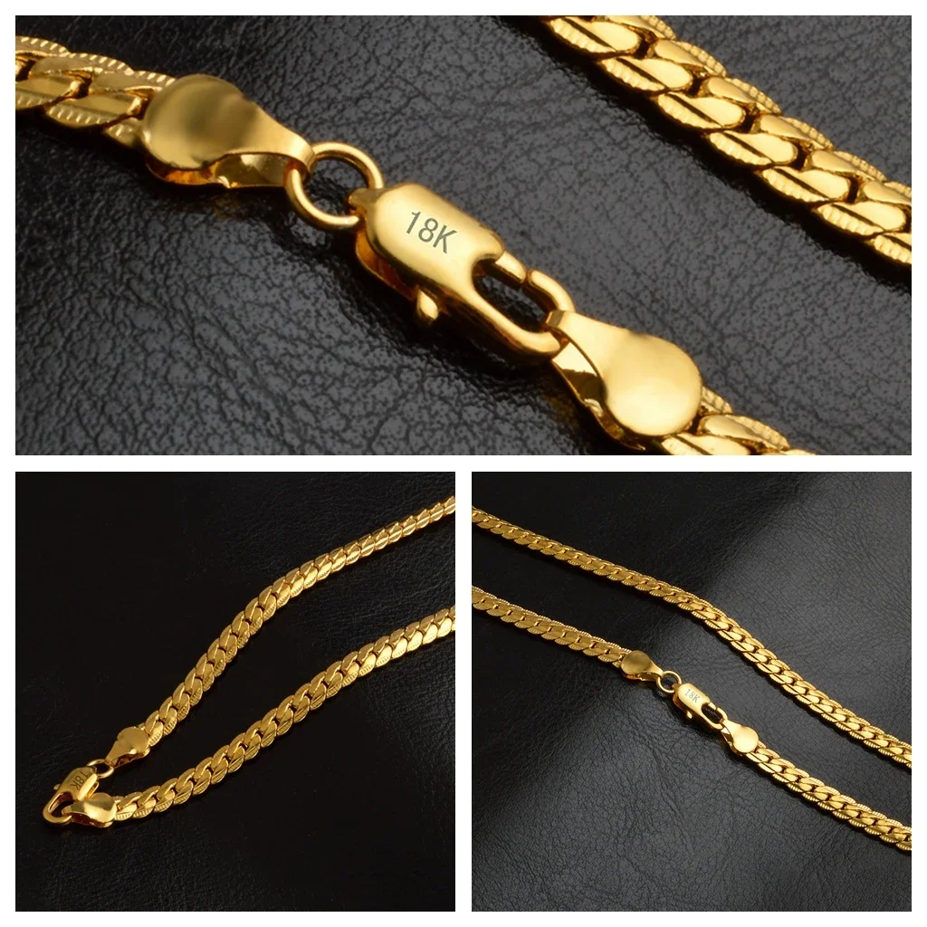 Showfay 20 дюймов 18K позолоченные 5 мм Цепные браслеты ожерелье для женщин и мужчин