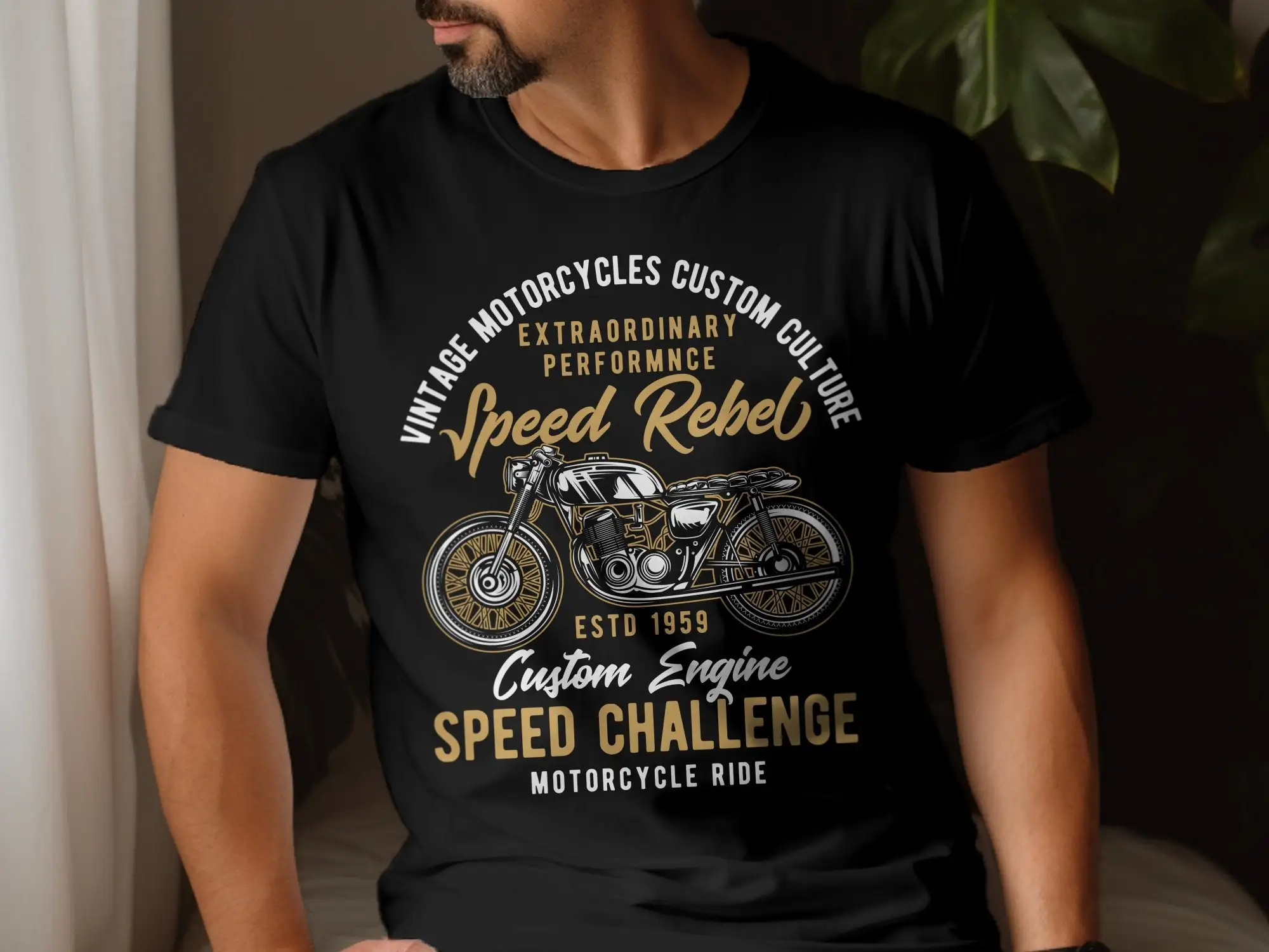 Винтажная мотоциклетная футболка Speed Rebel Classic Rider 1959 с вызовом