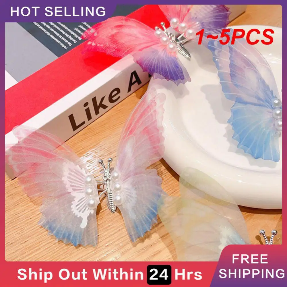 

1~5PCS Solid Ribbon Bow Hairpin Girl Shaped Barrette Headwear Medium Shark Clip Curly Hair Headwear Horsetail Clip