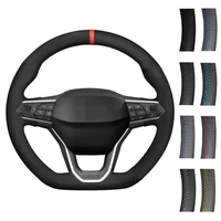car steering wheel cover braid soft suede leather for seat leon 2020 2021 ateca 2020 2021 tarraco 2020 2021 cupra leon 2020 2021
