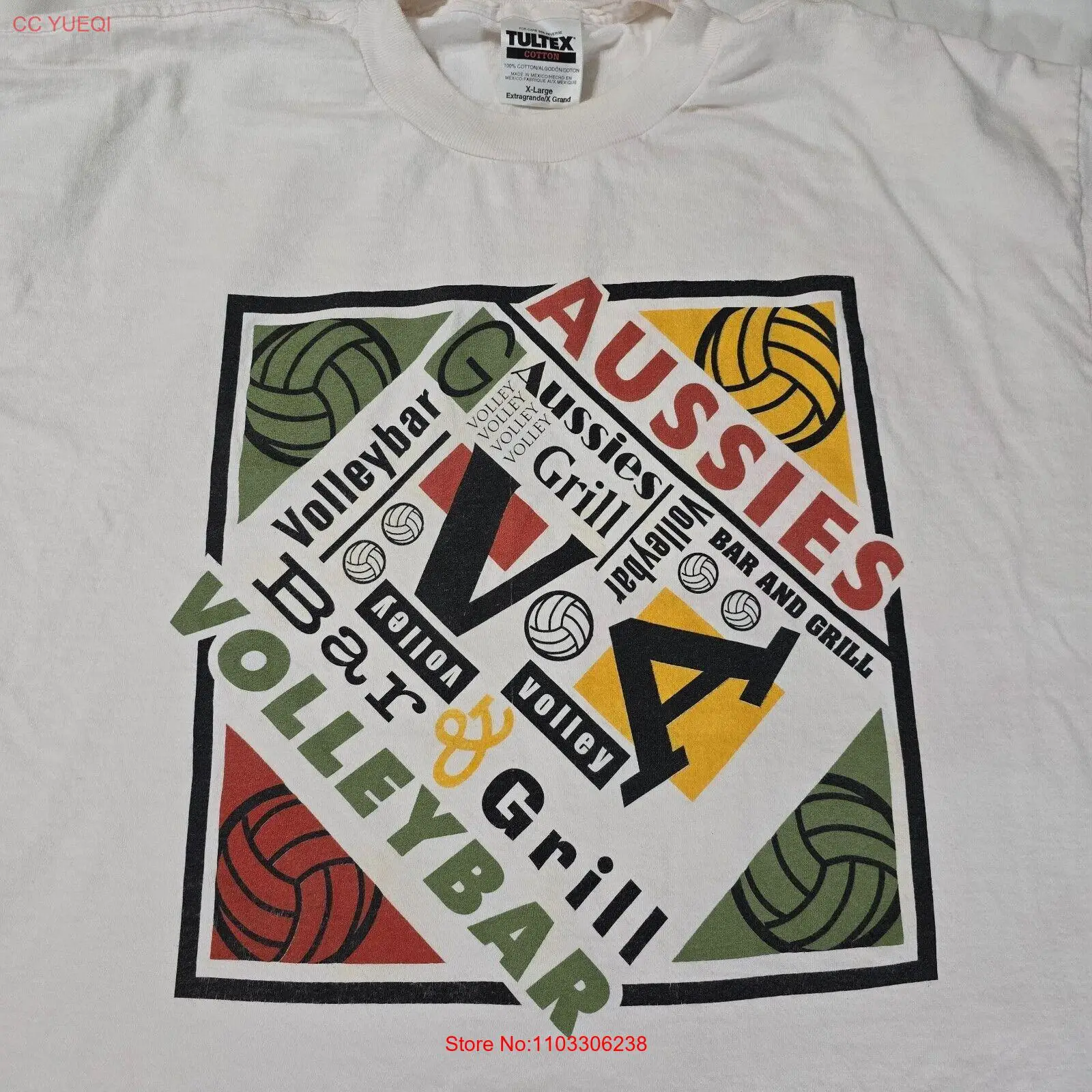 Aussies Volleybar T-Shirt White Vintage 90s Austin Texas