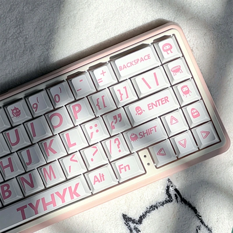 

T8WC 132 Keys Pink Big Letter Keycaps For MX Mechanical Keyboard Cherry PBT Keycap Key