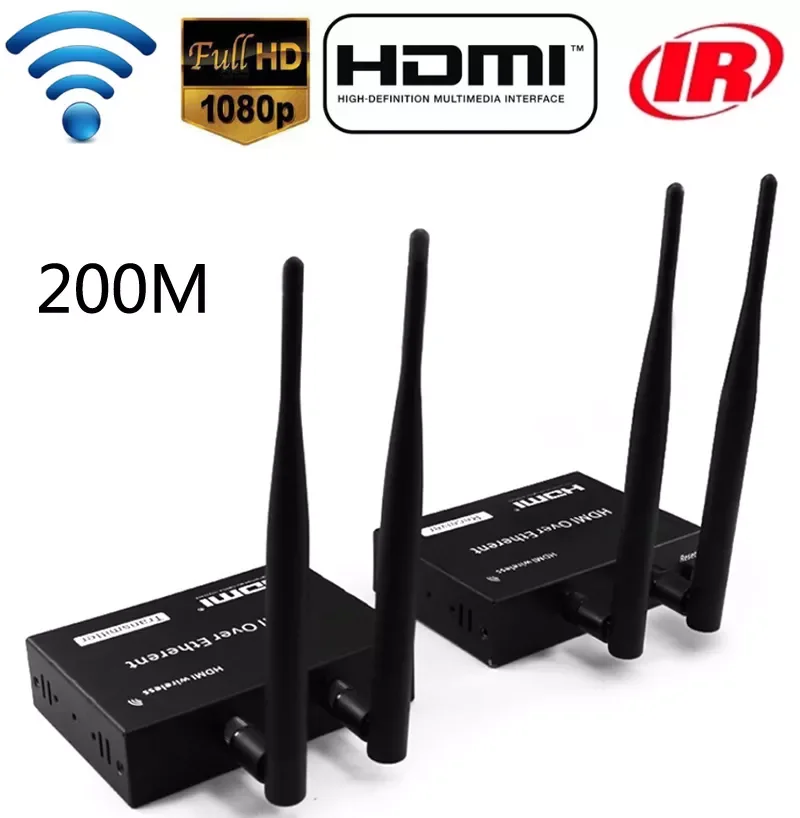 5GHz Wireless Transmission System Wireless HDMI USB Extender Transmitter Receiver Video WIFI 200m Wireless HDMI Sender Kit