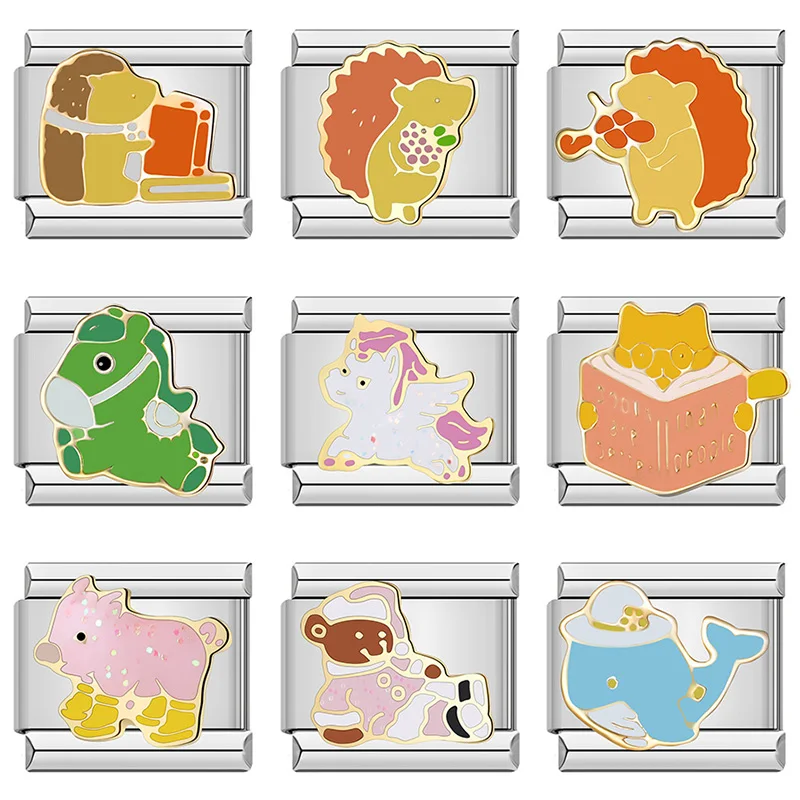 Hapiship 2023 модный еж лошадь свинка Дельфин очаровательные итальянские звенья подходит для браслета 9 мм изготовление из нержавеющей стали своими руками ювелирные изделия