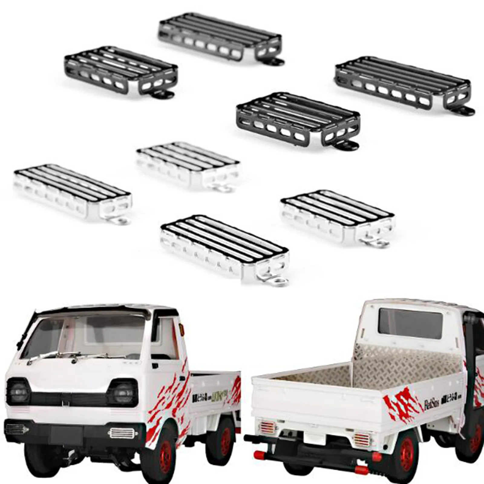 

1 Set For 1:10 WPL D12 RC Car Metal Simulation Front Rear Lampshade Metal Lampshade Upgrade Parts Accessories