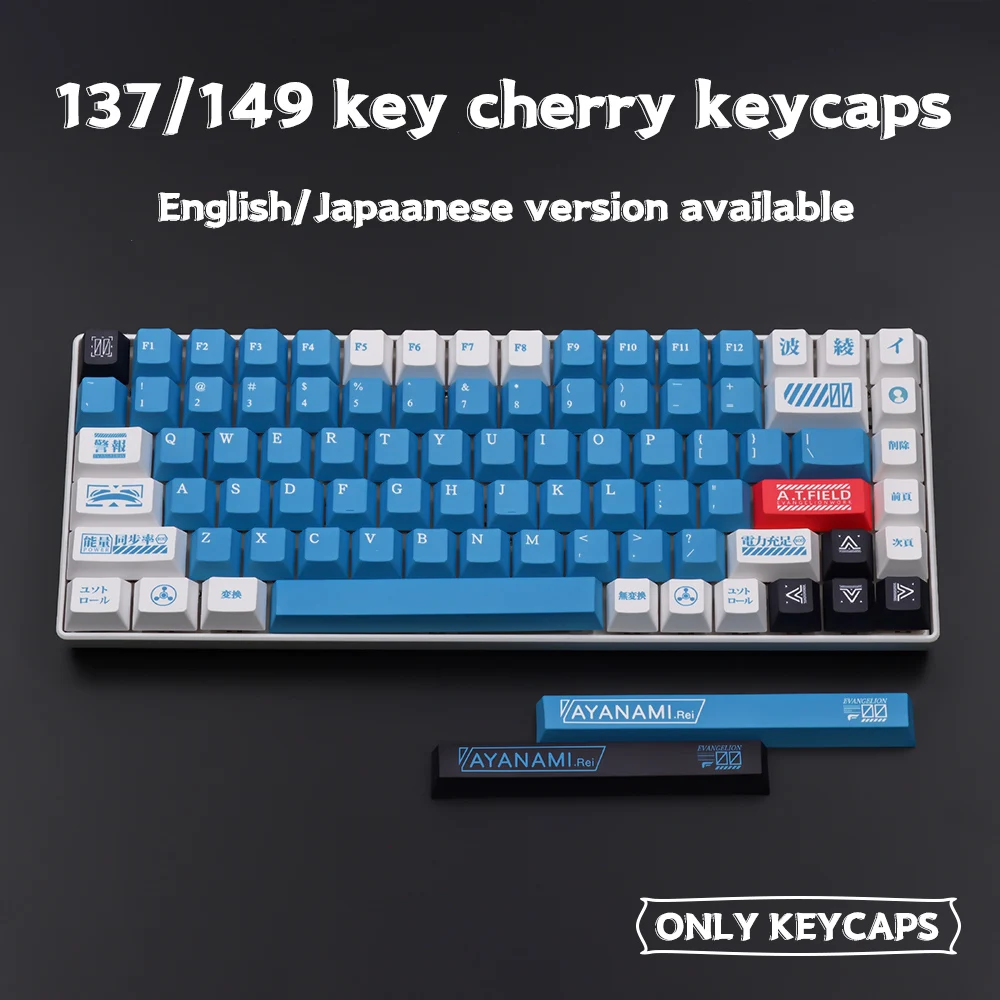 

EVA AYANAMI Keycap Cherry Profile Dye-Sub Anime PBT Keycap For GMK Cherry Gateron Kailh switch Mechanical Keyboard 137/149 keys