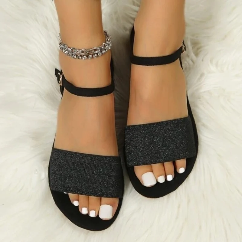 Women Minimalist Ankle Strap Sandals Brown Fabric Fashion Office Classy Ladies Slides Summer Comfy Light Leisure Outdoor Shoes