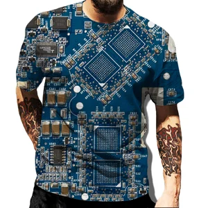 2022 Summer Fashion Electronic Chip 3D Printed T-shirt Cool Circuit Board Tshirt Men Women Harajuku  in India