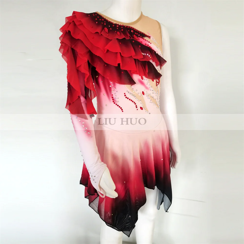 Платье для катания на коньках LIUHUO женское костюм девушек и подростков с красным