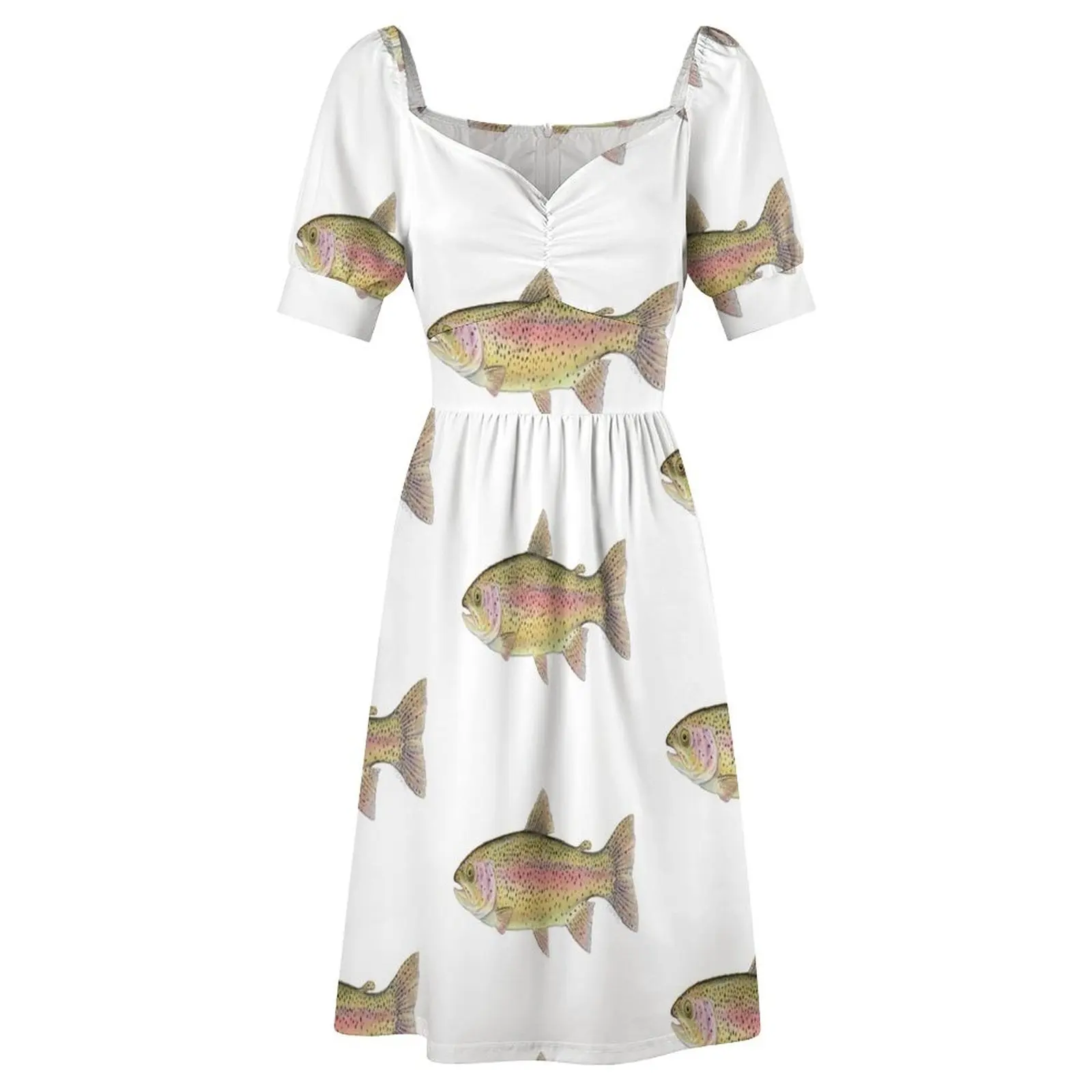 Платье с короткими рукавами Радужная форель (Онкожинч модное женское бандажное