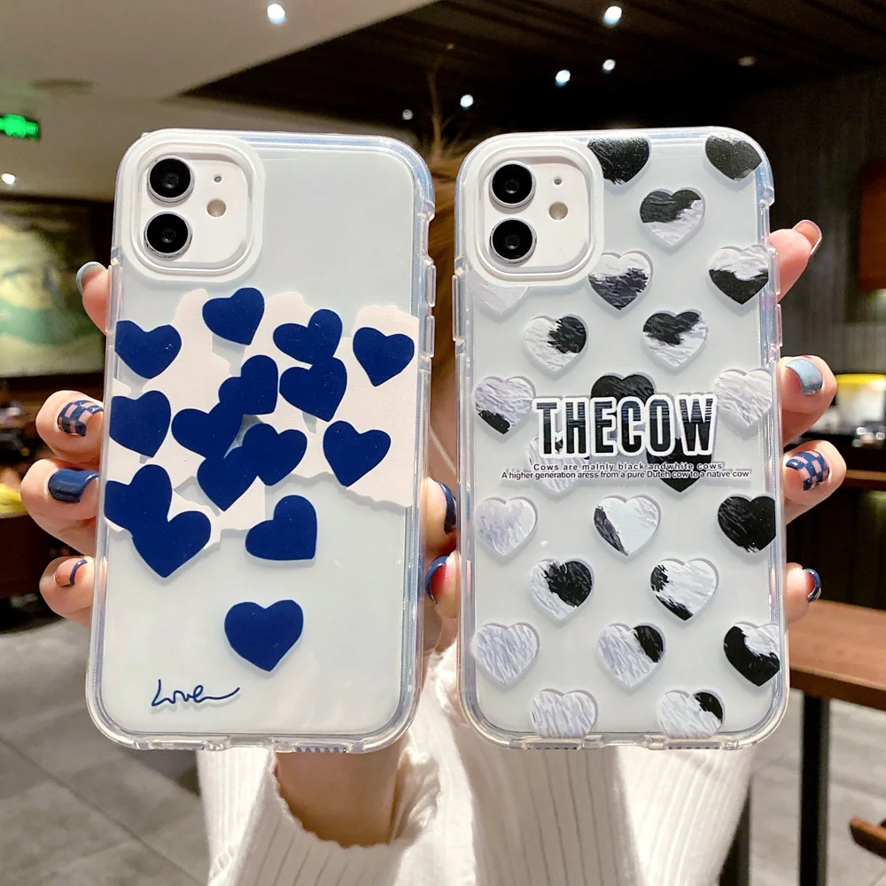 

Rainbow Love Heart Phone Case for iPhone 13 11 Pro Max 13 Mini X Xs Xr 6 6s 8 7 Plus SE 2020 Transparent Clear Cover iPhone13 11