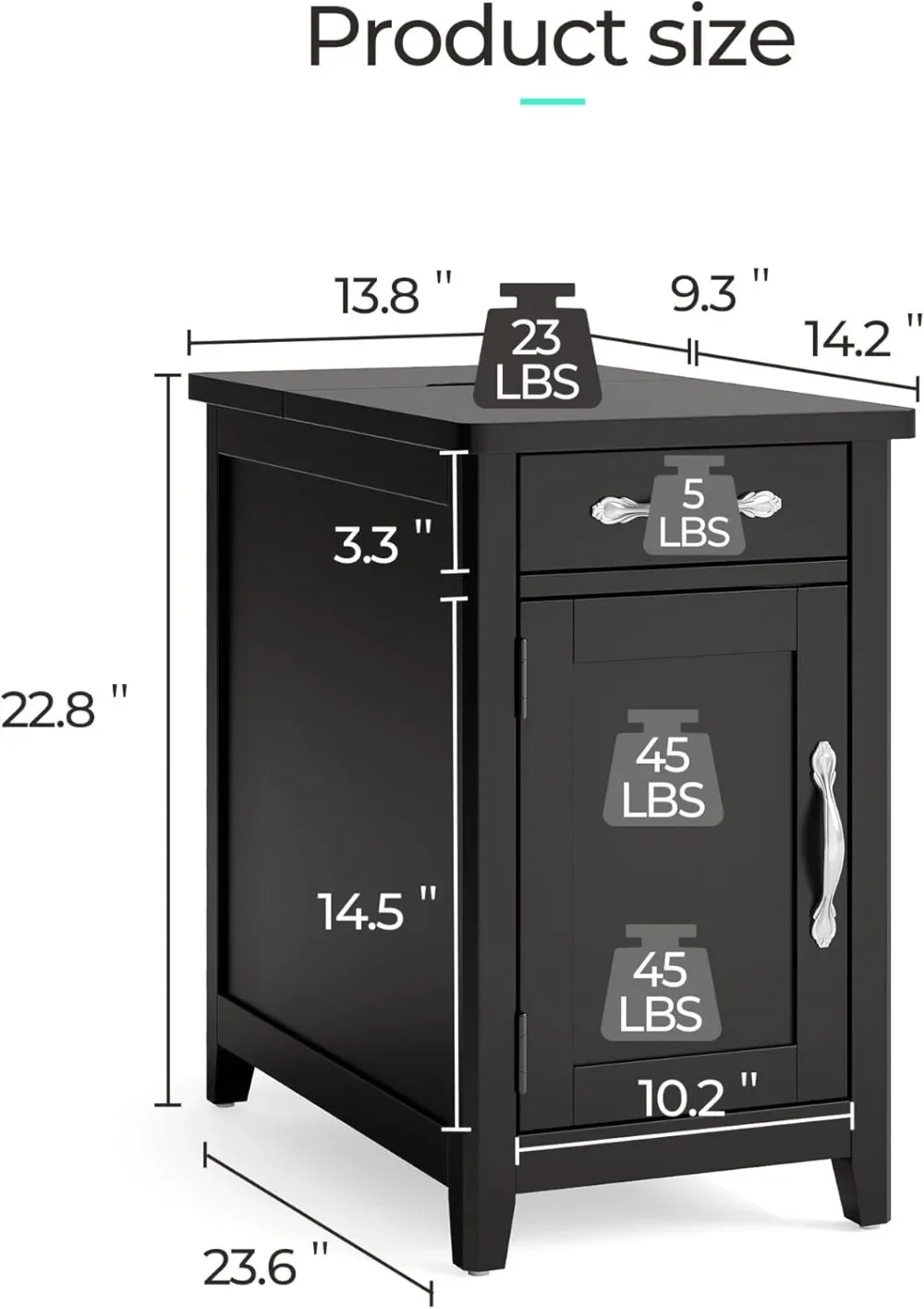Торцевой столик для фермерского дома с зарядной станцией узкий приставной
