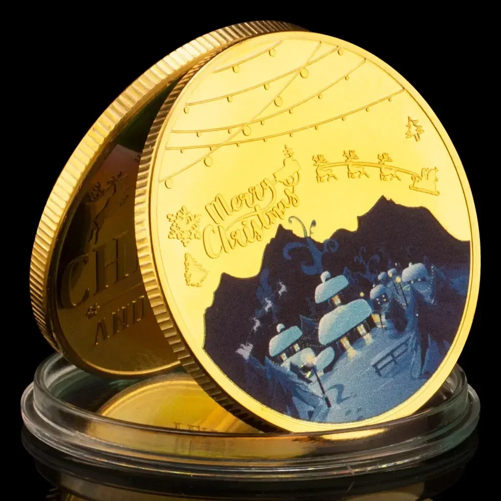 Коллекция монет с Рождеством и Новым годом сувенирный подарок рождественский