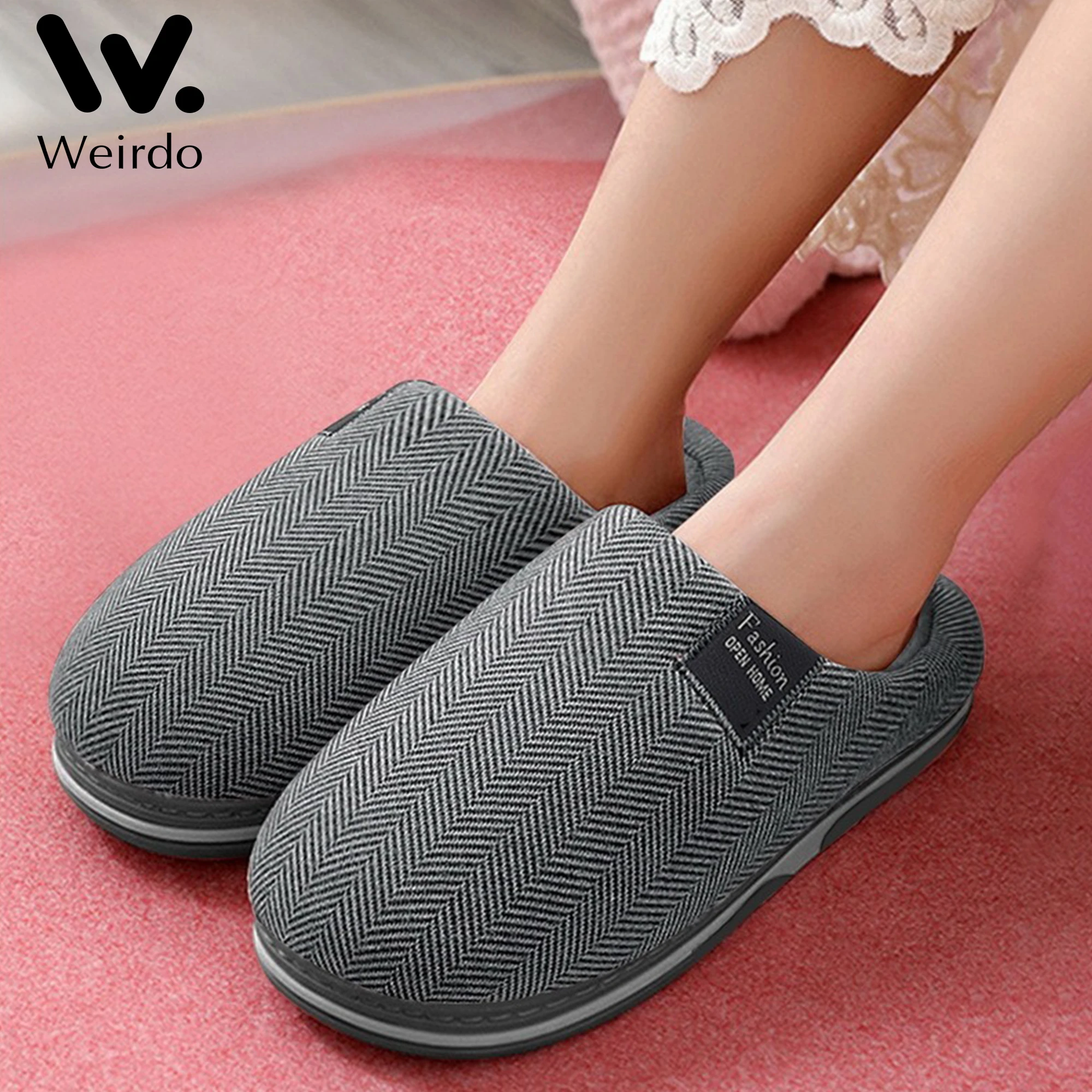 

Unisex Winter Indoor Warm Home Slippers Couples Bedroom Cartoon Non-slip Soft Bottom Slippers Women Cotton Men Home Slippers