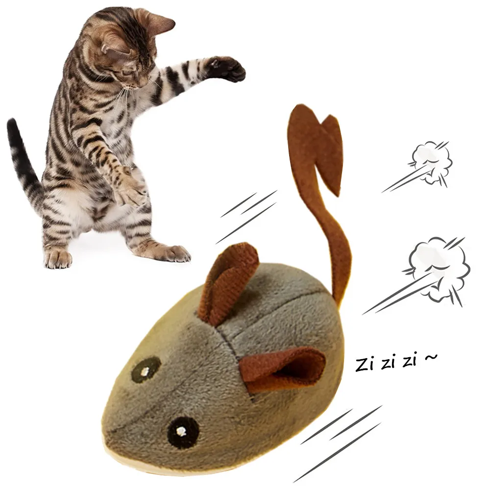 

Teaser Feather Smart Mice Moving Toys Cat Simulation Plush Interactive Toy Toys Squeak Cat Random Kitten Electric Mouse Running