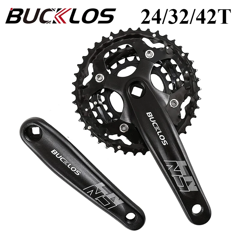 

BUCKLOS 3X10S MTB Crankset 104BCD 24-32-42T Triple Chainring Set Ultralight Mountain Bike Square Hole Crank Set Bicycle Parts