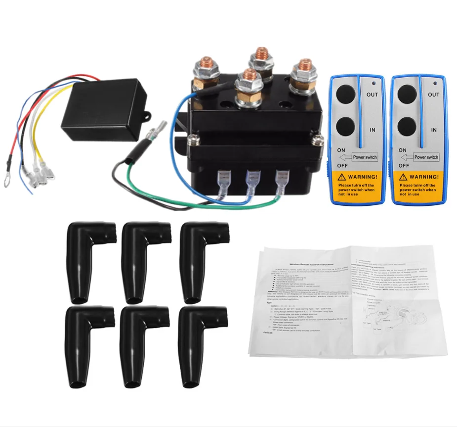 12V 500A Electric Capstan Contactor Winch Control Solenoid ATV Relay Twin Wireless Remote Recovery 4x4