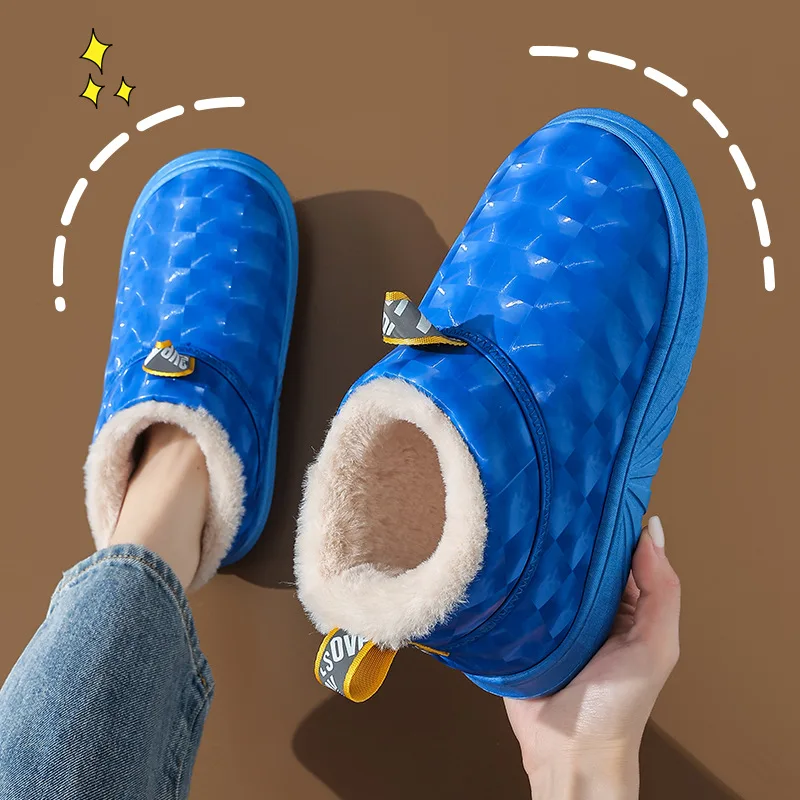 Купи Winter shoes women warm fur ankle boots waterproof leather platform female short booties non-slip flat heels blue snow boot за 1,009 рублей в магазине AliExpress