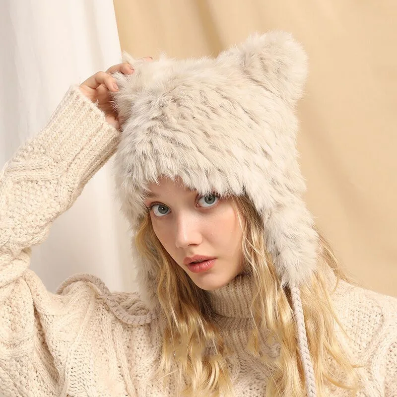 

New Autumn and Winter Day Earwarmers Women's Warm Pullover Hats Fashion Rabbit Hair Knit Hats Winter Hat Women