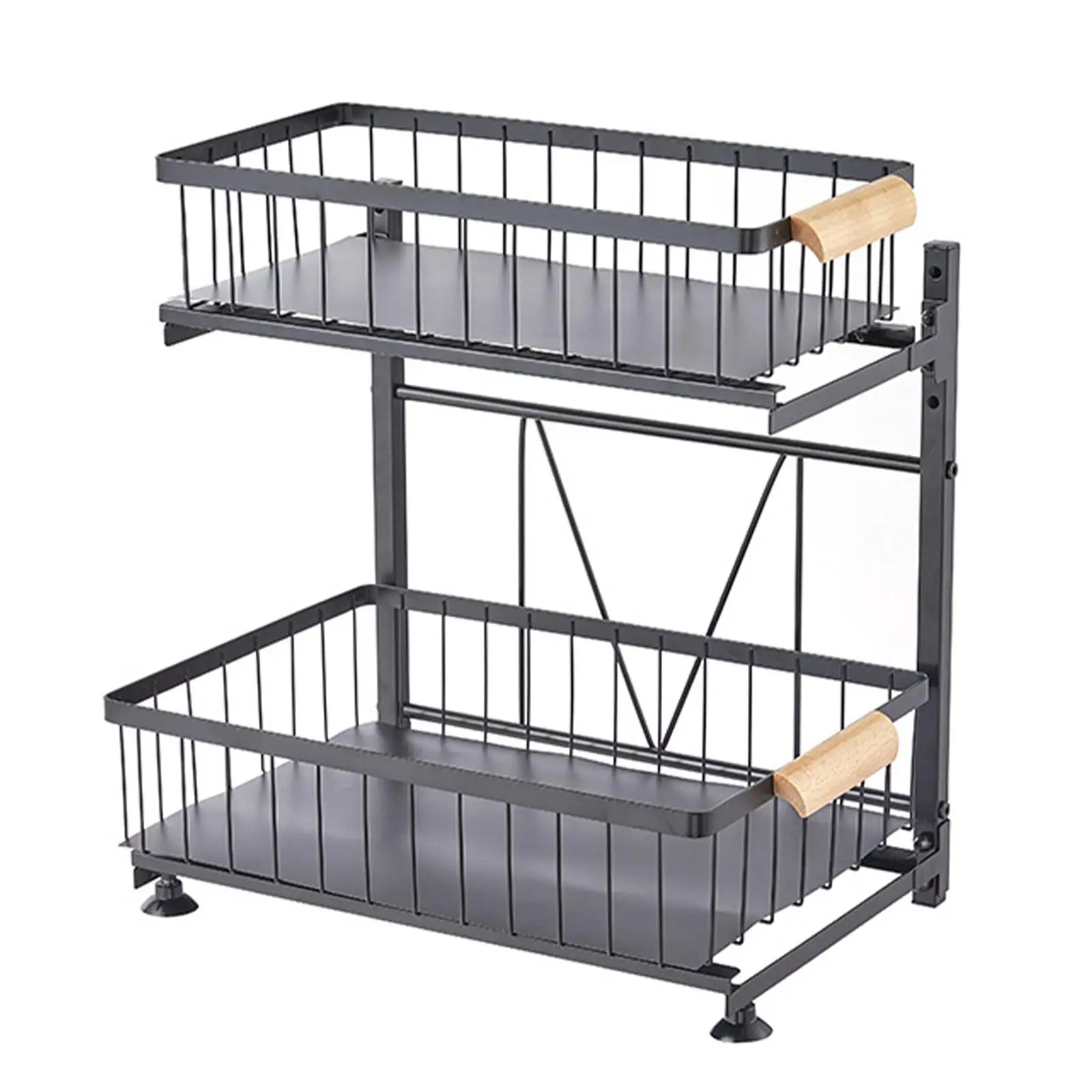 

Kitchen Cabinet Organizer Basket Iron under Sink Organiser for Bathroom Home