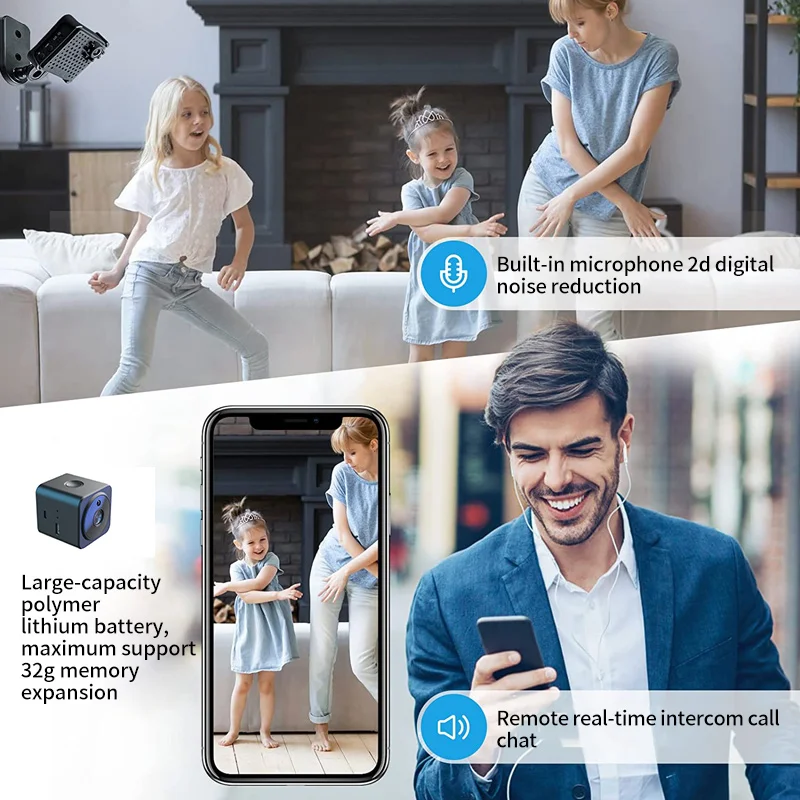 Мини-камера Wi-Fi Full HD два канала аудио 5 часов 1080P беспроводная IP-видеокамера