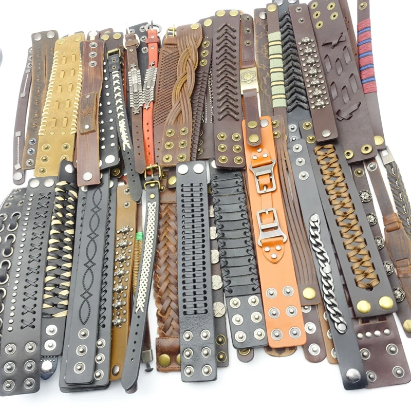 Мужские и женские браслеты из натуральной кожи 30 шт. |
