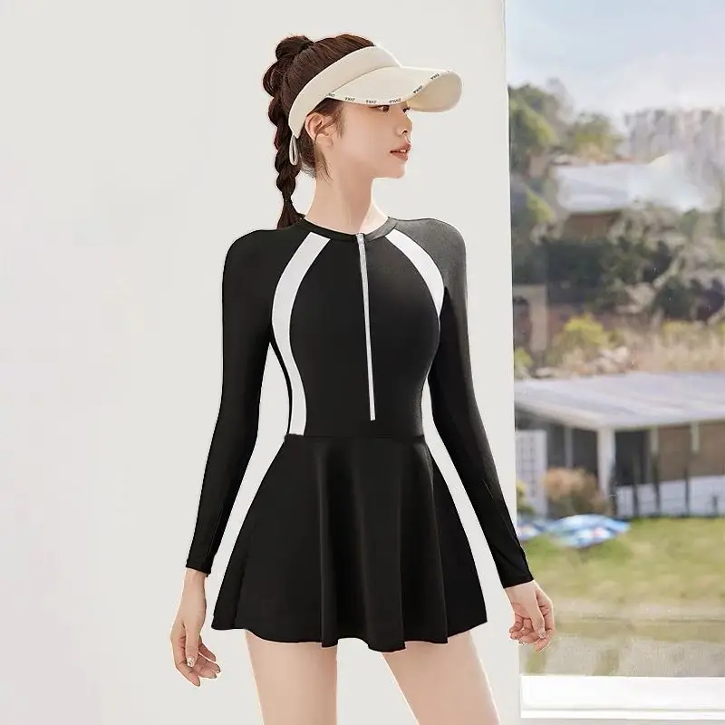 Новый женский купальник с длинными рукавами консервативный цельный