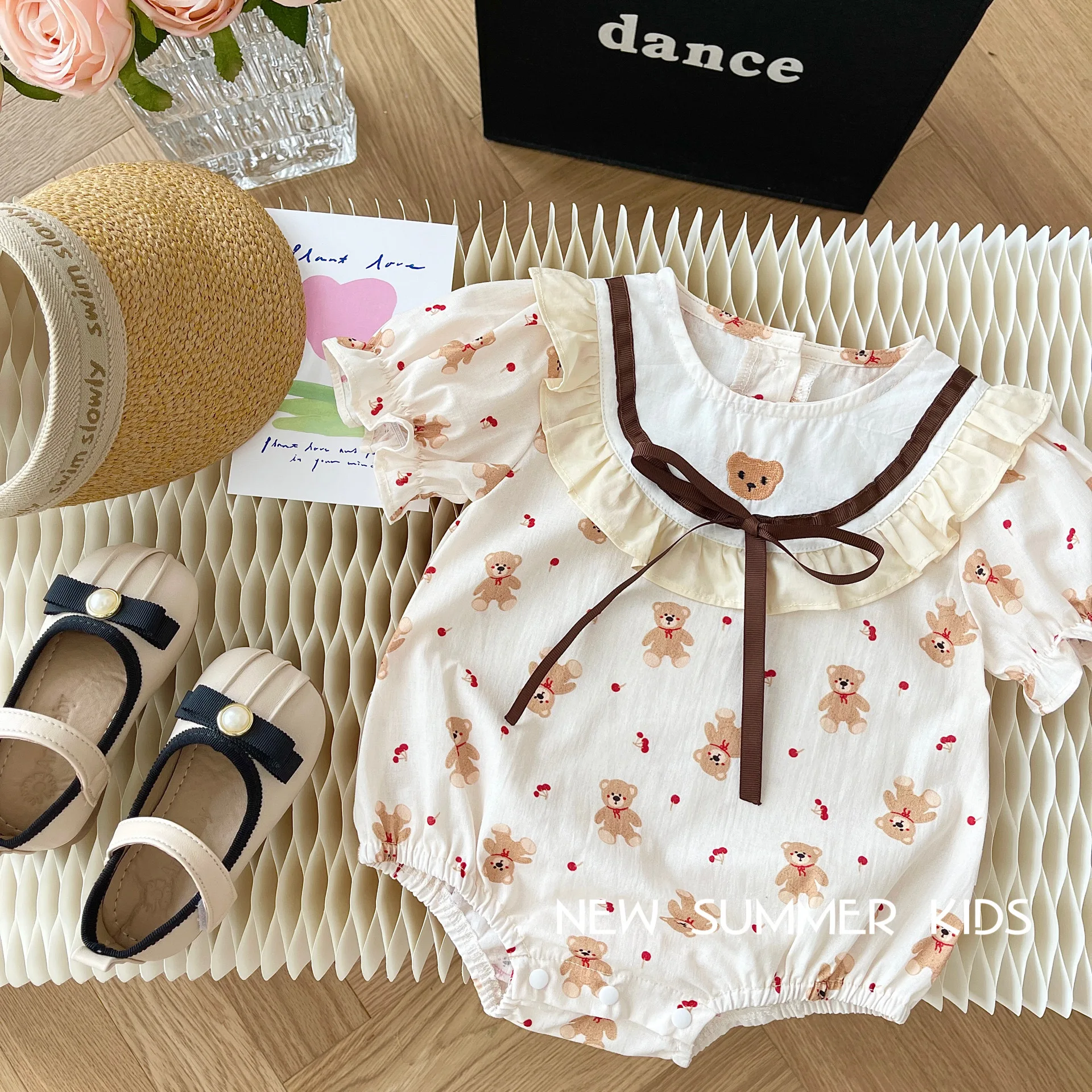 

Боди детское летнее с бантом и оборками, на возраст 0-2 месяца