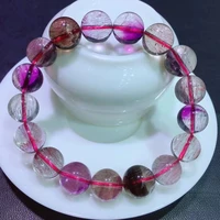 12 4mm natural purple super seven 7 red lepidocrocite quartz bracelet clear round beads crystal women men aaaaaa genuine