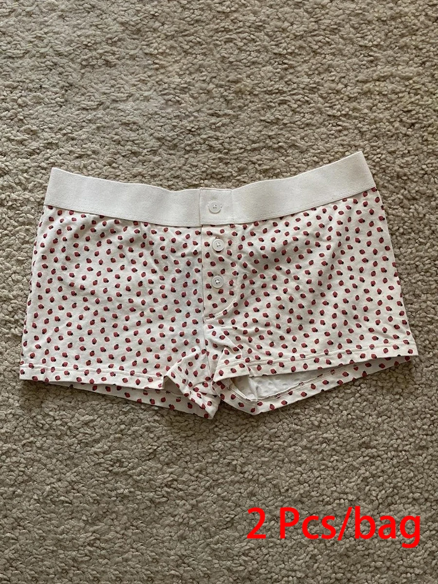 2 шт./пакет клубничные хлопковые шорты-боксеры женские прямые короткие брюки с