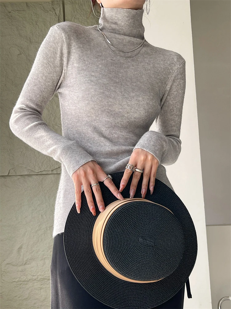 BZVW женский пуловер с высоким воротником и длинными рукавами однотонный свитер из