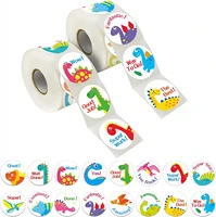 500pcs teacher reward encouragement motivational dinosaur sticker cartoon animals for kids cute sticker roll classroom supplies