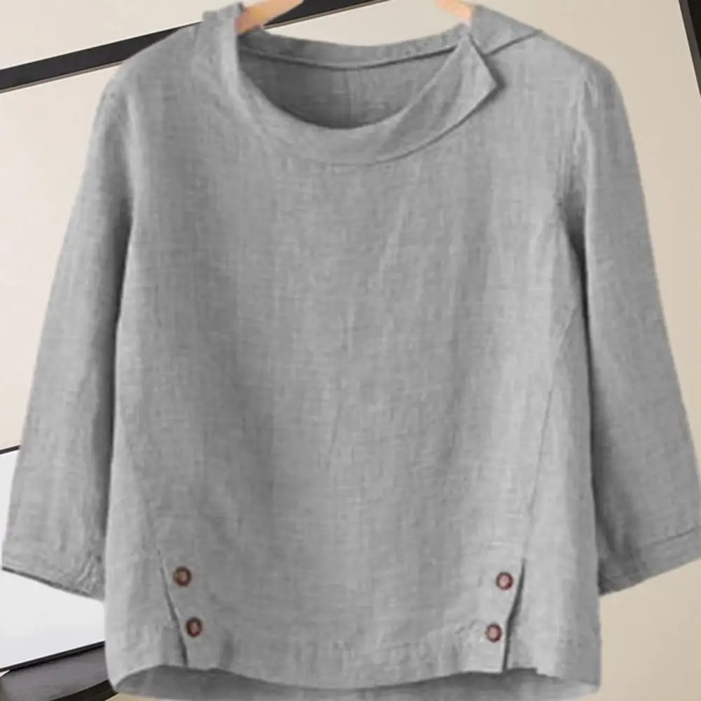 

Shirt Top Fashion Summer Casual Loose T-shirt Comfy Pullover Tops Ladies Summer Buttons Decor Tops Streetwear
