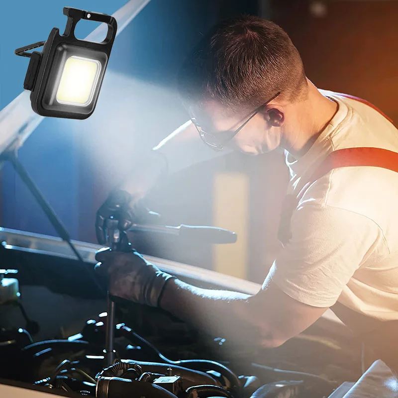 

Portable COB Work Light Automobile Maintenance Light Household Emergency Light Outdoor USB Mini Keychain Light