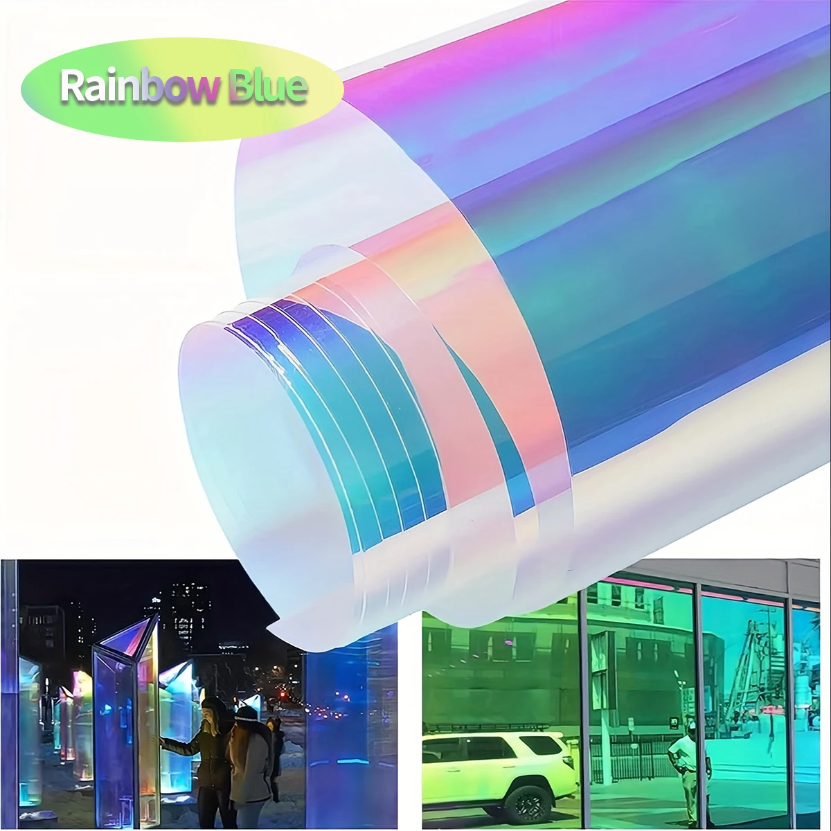 Радужная оконная пленка из ПВХ, прозрачная радужная цветная стеклянная виниловая голографическая глянцевая красочная оконная пленка для автомобиля, дома