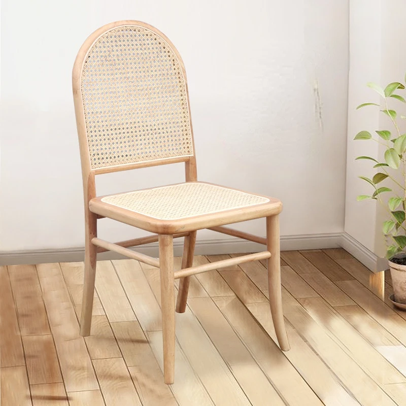 

Обеденные стулья из ротанга в стиле ретро, мягкое плетеное кресло с сумкой, удобное дышащее кресло со спинкой, Роскошное кресло из цельной древесины из ПЭ ротанга