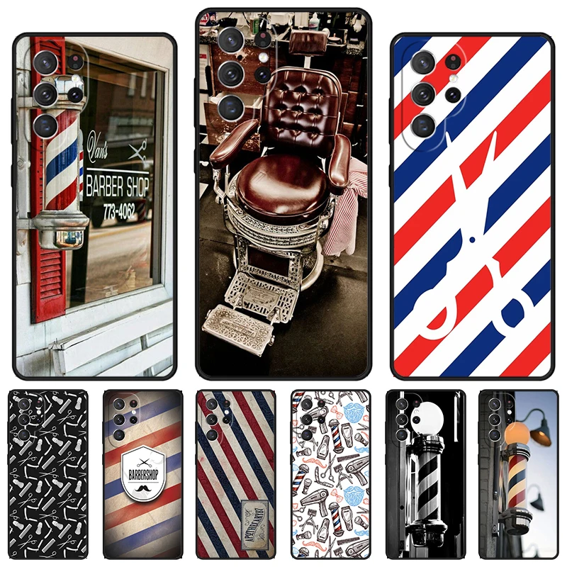 Фото Чехол для телефона Barber Stripes Scissors для Samsung Galaxy S24 S25 S23 S22 Ultra Note 10 20 Plus S20 S21 FE Cover №1