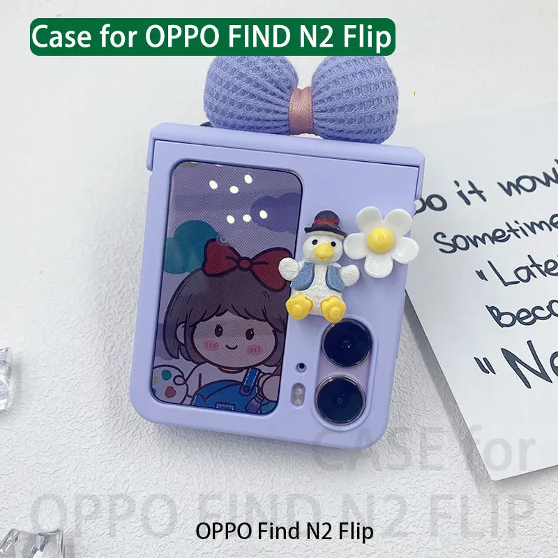 

For OPPO FIND N2 Flip case,PC material Hard cover cute phone case with strap for girls findn2flipcase Fundas OPPO FIND N2 FLIP